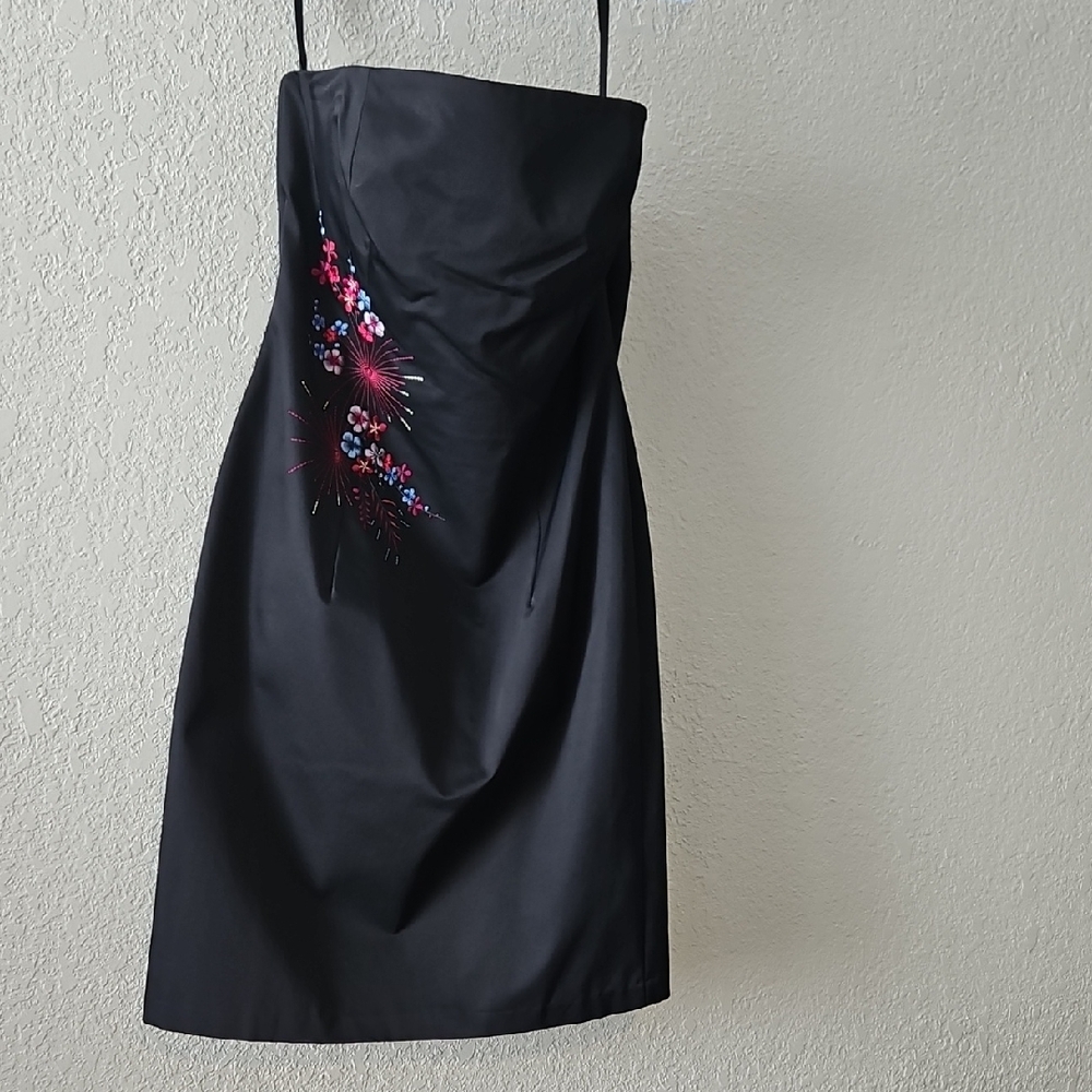 Express Black Floral Embroidered Dress – Size 9/10